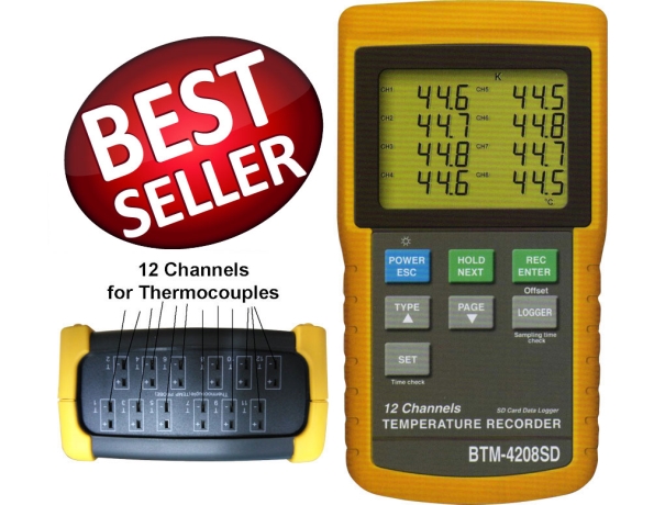 AZ Instruments 4 Channel K Type Thermometer SD Card Data Logger Thermocouple Temperature + 2